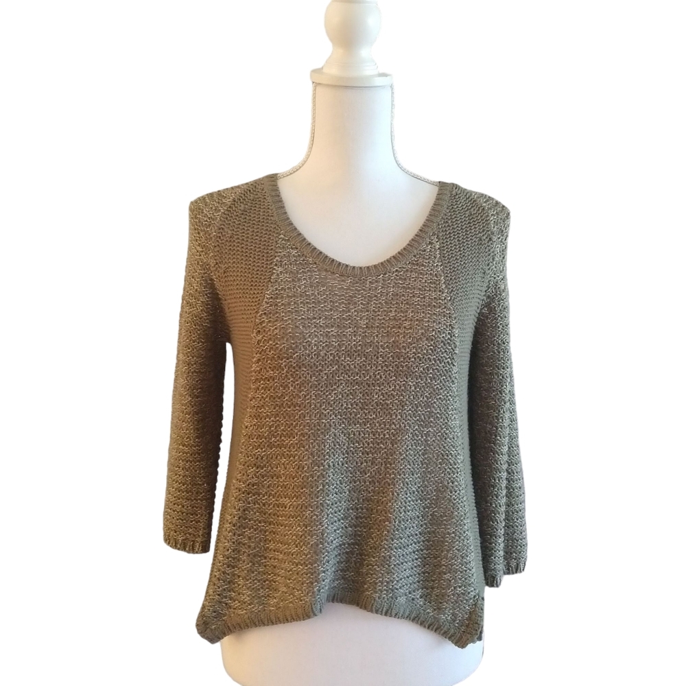 RDI Olive Green 3/4 Sleeve Knit Sweater
